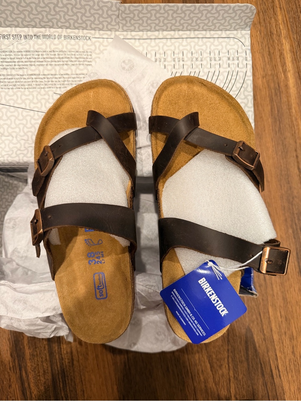 Birkenstock Mayari Double-Strap Leather Sandals in Mocha